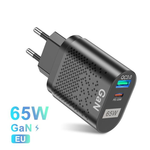 65W Gallium Nitride USB Charger PD Smart Fast Charging Cell Phone Charging Head QC3.0 Laptop Universal Quick Gan Charging Source