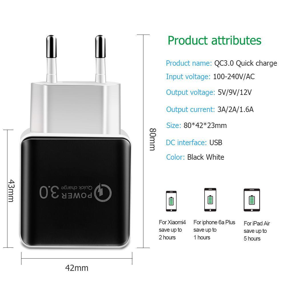 QC3.0 USB Charger PD Smart Fast Charging Cell Phone Charging Head Universal Quick Gan Charging Source European Regulation