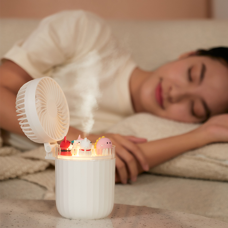 380ML Portable Air Humidifier USB Wireless Ultrasonic Aroma Diffuser with Fan Cute Pet Humidificador with Atmosphere Lamp Home