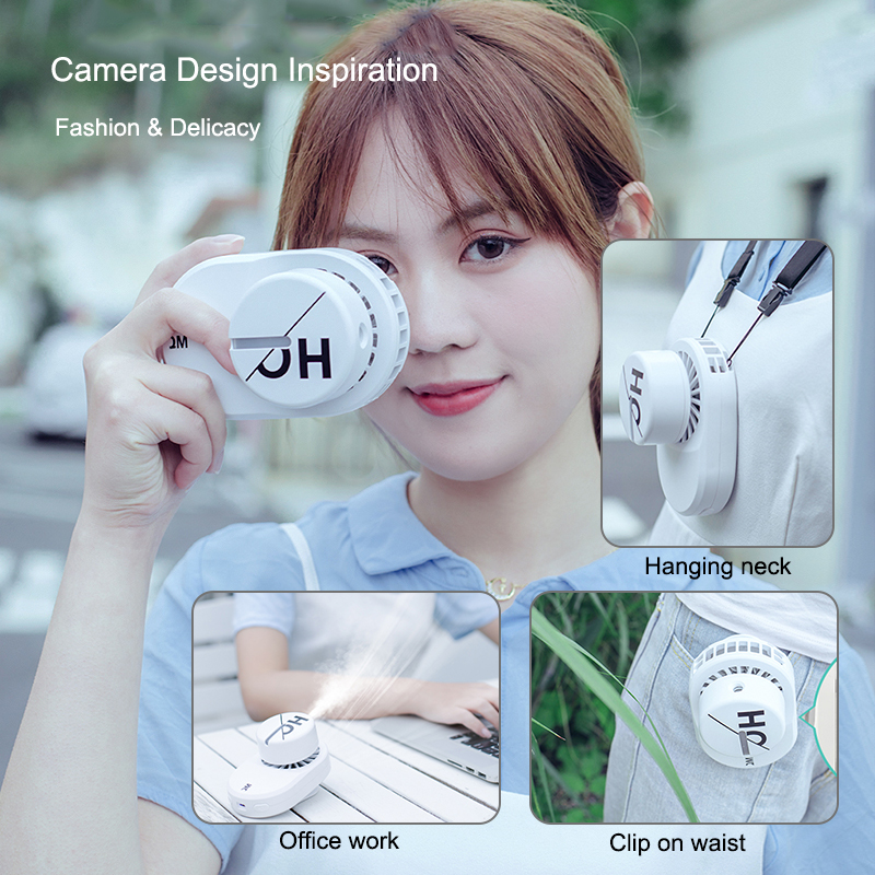 Spraying Neck Fan Hanging Portable Rechargeable Fans Humidifier Cooling Hands Free Mini Fan Usb Battery Clip Waist Air Cooler