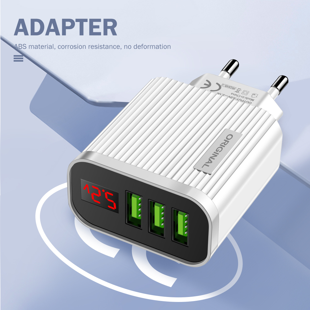 5V 3A Fast Charge Charger 3 USB US EU Plug Mobile Phone Charger For iPhone Samsung Xiaomi Fast Wall Chargers USB C Power Adapter