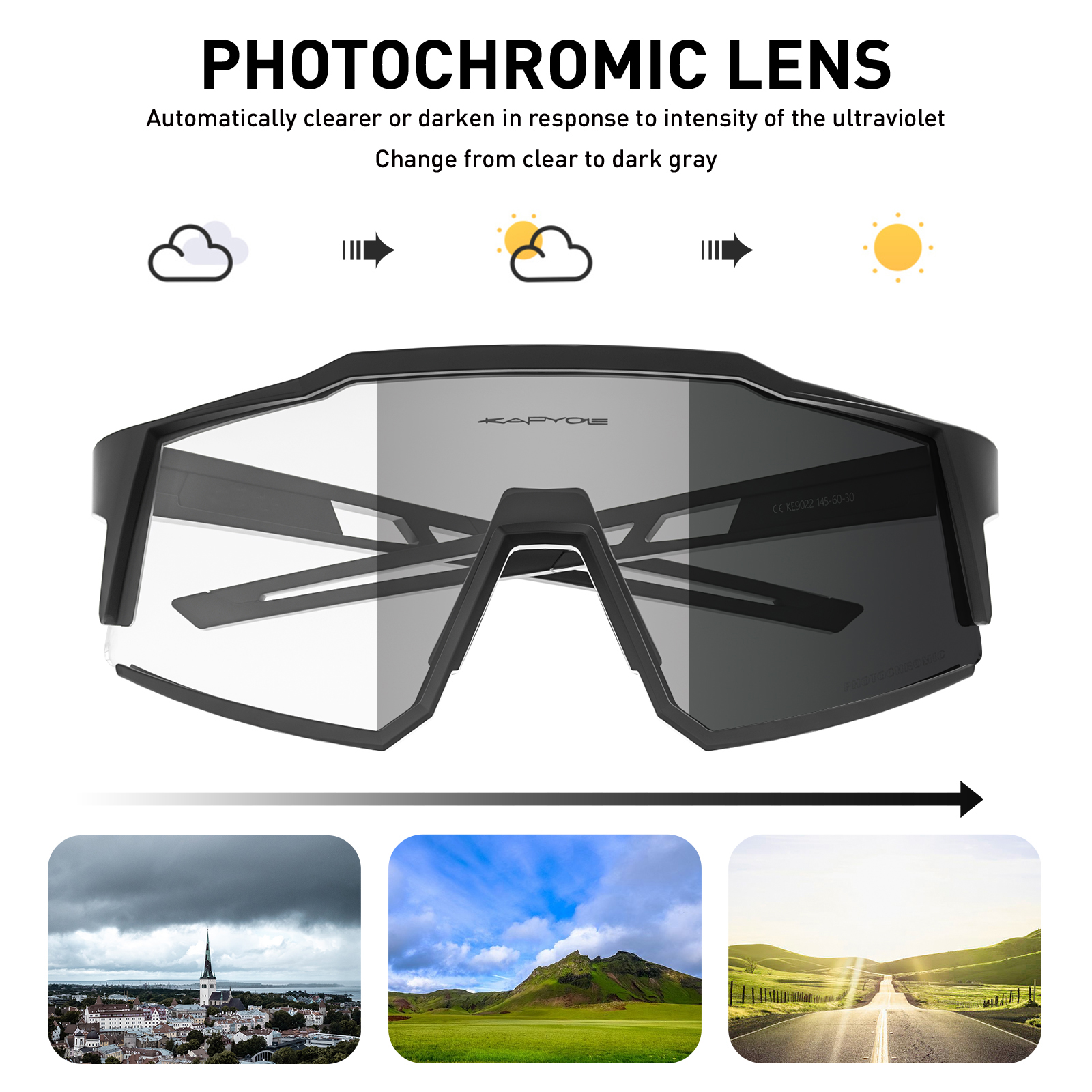 New Photochromic Cycling Glasses Red Cycling Sunglasses UV400 Eyepieces Outdoor Bike Eyewear Sports Dark Glasses Bicycle Goggles