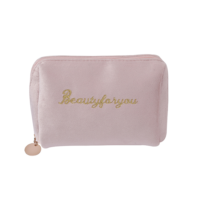1 Pc Women Zipper Velvet Make Up Bag Travel Large Cosmetic Bag for Makeup Solid Color Female Make Up Pouch Necessaries