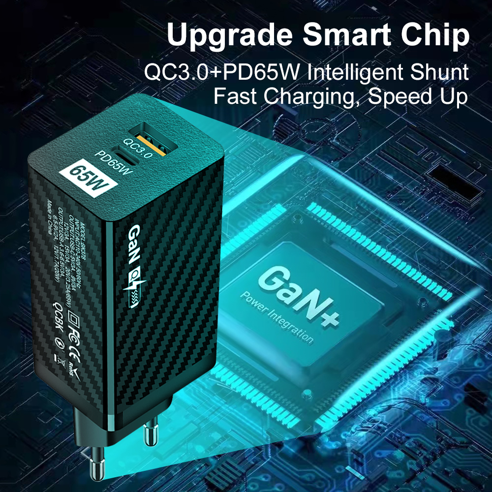 65W USB Charger Chargers PD QC3.0 Fast Wall Charger Cell Phone Charging Head Laptop Universal Quick Charging Source
