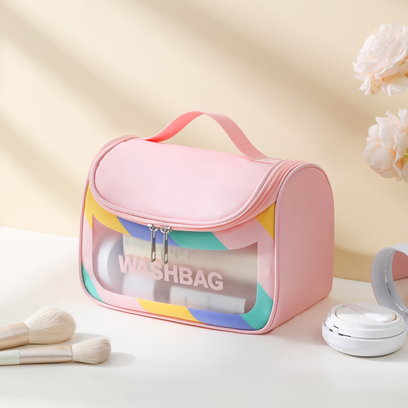 Cosmetic Bag Large-capacity High-value Translucent Colorful Portable Makeup Organizer Waterproof Makeup Wash Storage Bag