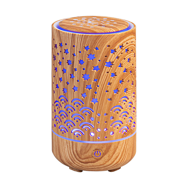Home Appliances 230ML Hollow Out Wood Grian Aromatherapy USB Air Humidifier Ultrasonic Cool Mist Aroma Essential Oil Diffuser