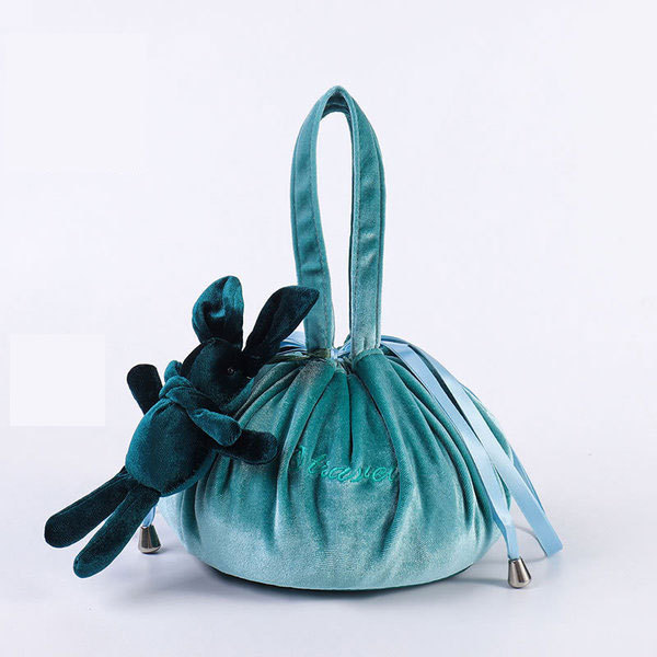 Cosmetic Bag Fashion Round Velvet Makeup Bag Drawstring Travel Make Up Organizer Female Storage Toiletry Kit Case Beauty Pouch