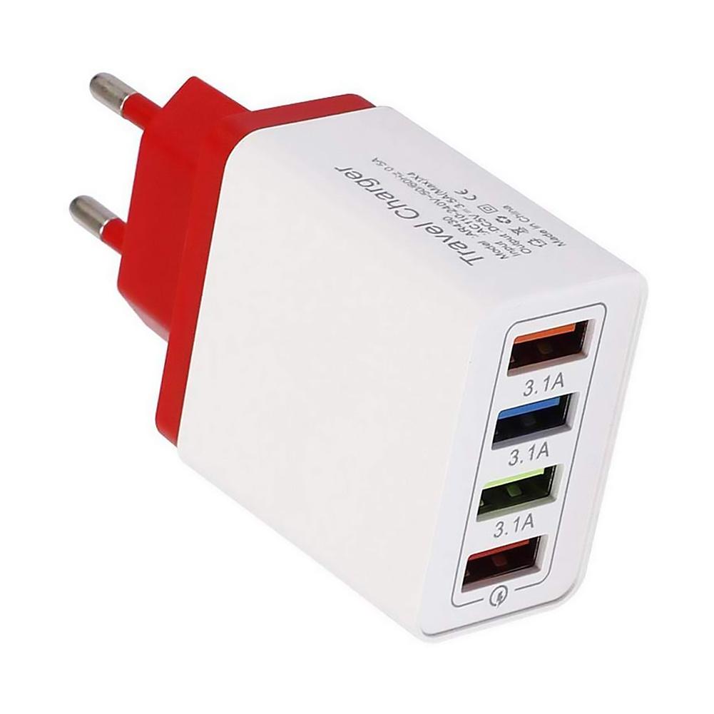 Portable 4 Ports USB Charger QC 3.0 USB Hub Wall Charger 3A Color Smart Fast Charging Travel Universal Phone EU Plug Adapter