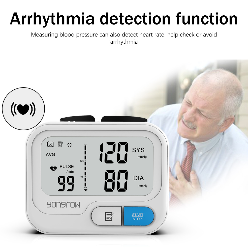 Automatic Digital Wrist Blood Pressure Monitor Sphygmomanometer Tonometer Tensiometer Heart Rate Pulse Meter BP Monitor