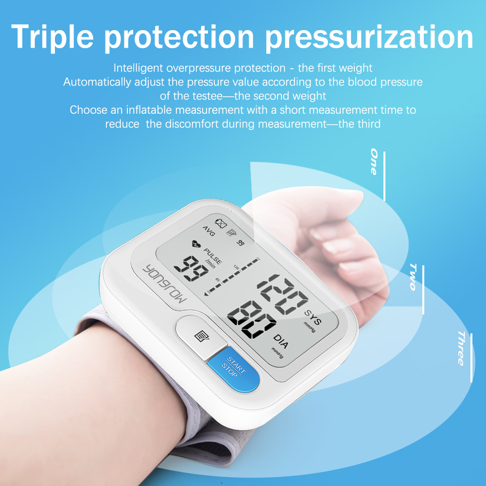 Automatic Digital Wrist Blood Pressure Monitor Sphygmomanometer Tonometer Tensiometer Heart Rate Pulse Meter BP Monitor