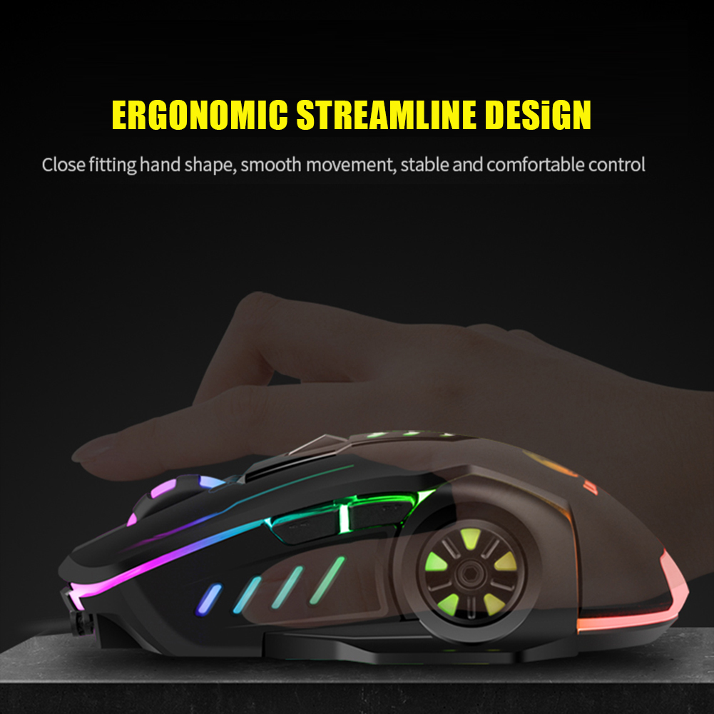 3600dpi USB Wired Gaming Mouse 6 Buttons Backlit E-sports Mice 6D Colorful LED Light Glowing Mouse For Laptop PC Computer Gamer