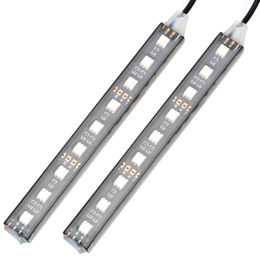 Auto Atmosphere Lamps Car-Styling Interior Decorative Lamp 2pcs Car LED Dash Floor Foot Strip Light Cigarette Lighter Adapter