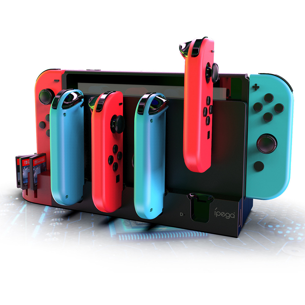 For Nintendo Switch Charger 4 Port Joycons Controller Gamepad Charging Dock Station Switch Console Holder Charger 9 Game Slots