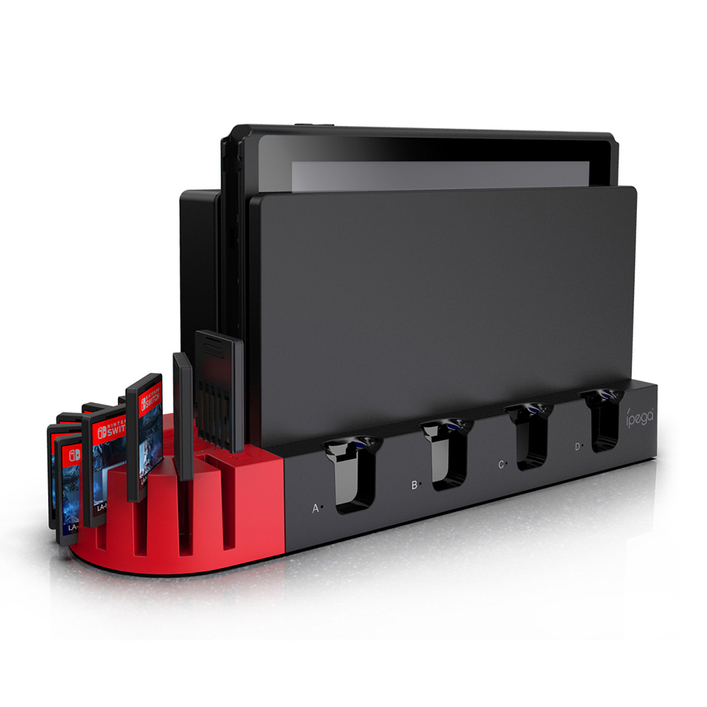 For Nintendo Switch Charger 4 Port Joycons Controller Gamepad Charging Dock Station Switch Console Holder Charger 9 Game Slots