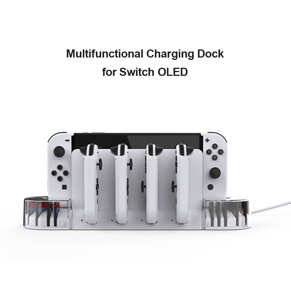 For Nintend Switch Joypad Charger for Switch OLED Controllers Charging Dock Station with LED Indicator Charger 20 Game Slots