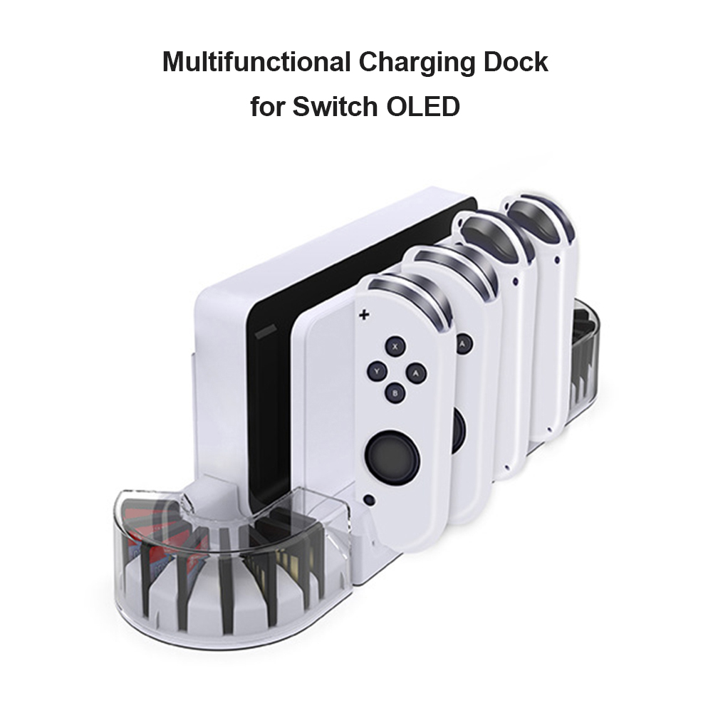For Nintend Switch Joypad Charger for Switch OLED Controllers Charging Dock Station with LED Indicator Charger 20 Game Slots