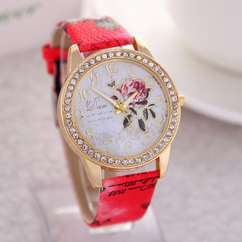 Fashion all-match ladies belt watch retro style flower dial girls quartz watch fashion watch