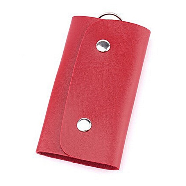 Wallets & Holders  New Portable Leather Housekeeper Holders Car Keychain Key Holder Bag Case Unisex Wallet Cover Simple Solid Color Storage Bag