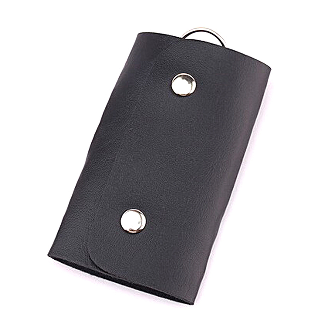 Wallets & Holders  New Portable Leather Housekeeper Holders Car Keychain Key Holder Bag Case Unisex Wallet Cover Simple Solid Color Storage Bag