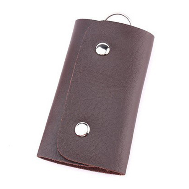 Wallets & Holders  New Portable Leather Housekeeper Holders Car Keychain Key Holder Bag Case Unisex Wallet Cover Simple Solid Color Storage Bag