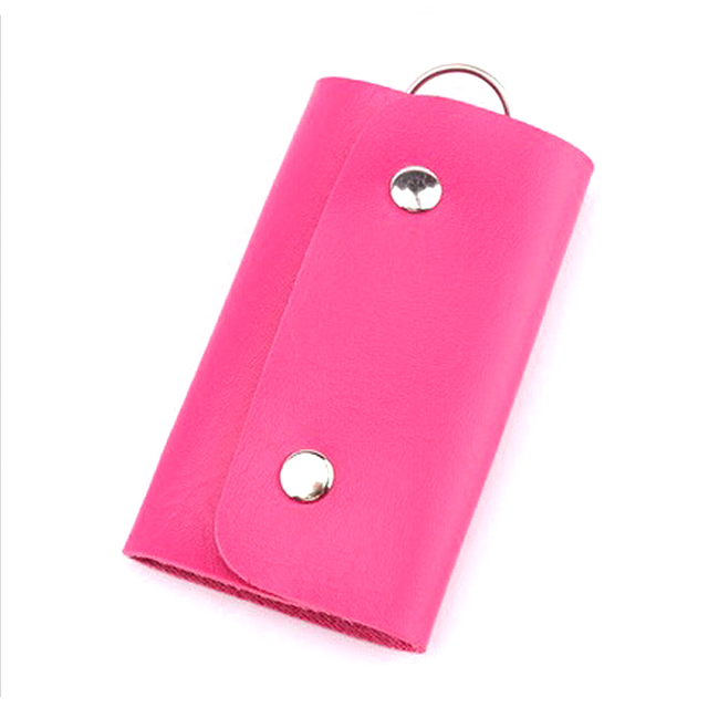 Wallets & Holders  New Portable Leather Housekeeper Holders Car Keychain Key Holder Bag Case Unisex Wallet Cover Simple Solid Color Storage Bag