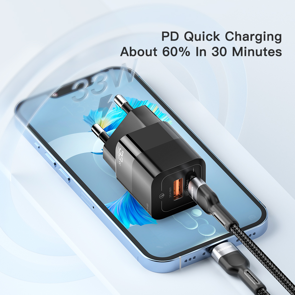 33W USB Type C Charger QC4.0 PD3.0 Fast Quick Charging For Xiaomi Oneplus Redmi Samsung Huawei Mobile Phones Charger