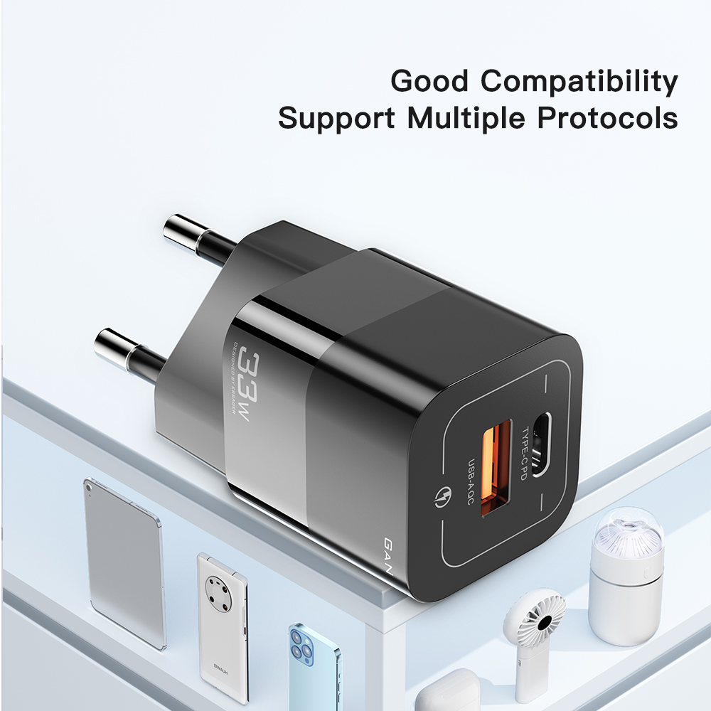 33W USB Type C Charger QC4.0 PD3.0 Fast Quick Charging For Xiaomi Oneplus Redmi Samsung Huawei Mobile Phones Charger