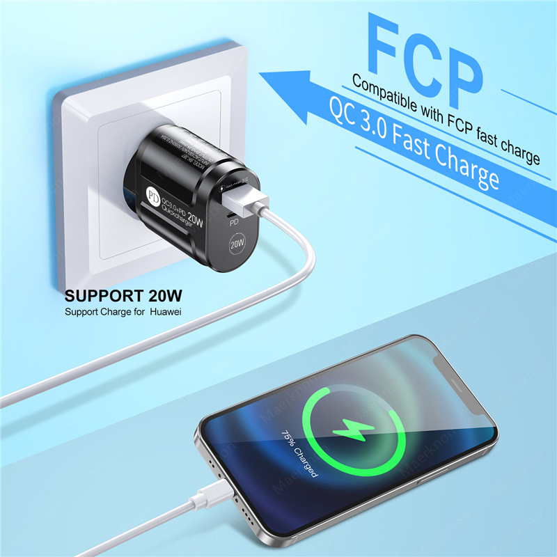 Fast Charge Charger For iphone 13 12 pro max xiaomi 12 pro type c PD portable mobile adapter usb charger fast Charger cell phone