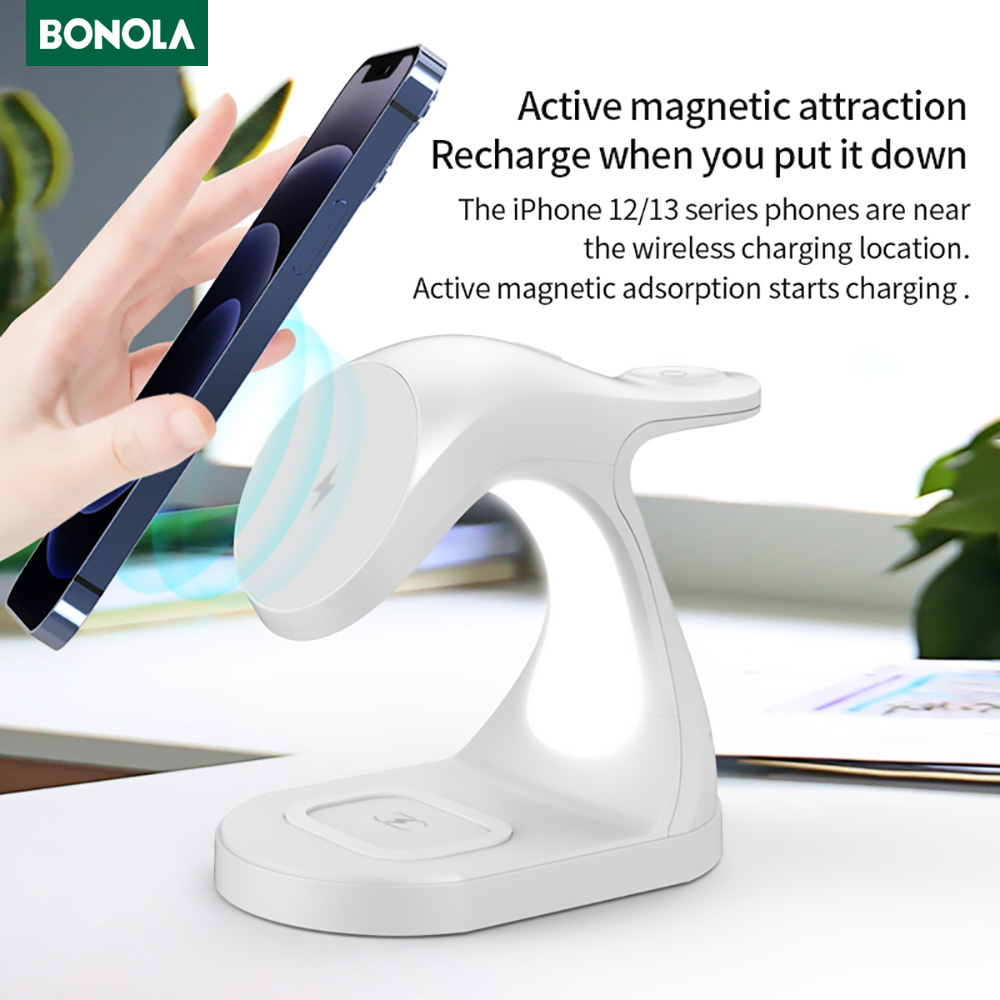 3 in 1 Magnetic Wireless Charger Night Light for iPhone 13/12/8 Magnet Wireless Chargers for Apple Watch/Airpods