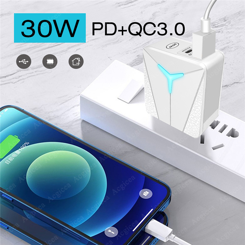 PD 30W USB C Charger Quick Charger3.0 Fast Charge charger For iPhone12 13Pro Samsung Huawei Xiaomi Mobile Phone Chargers Adapter