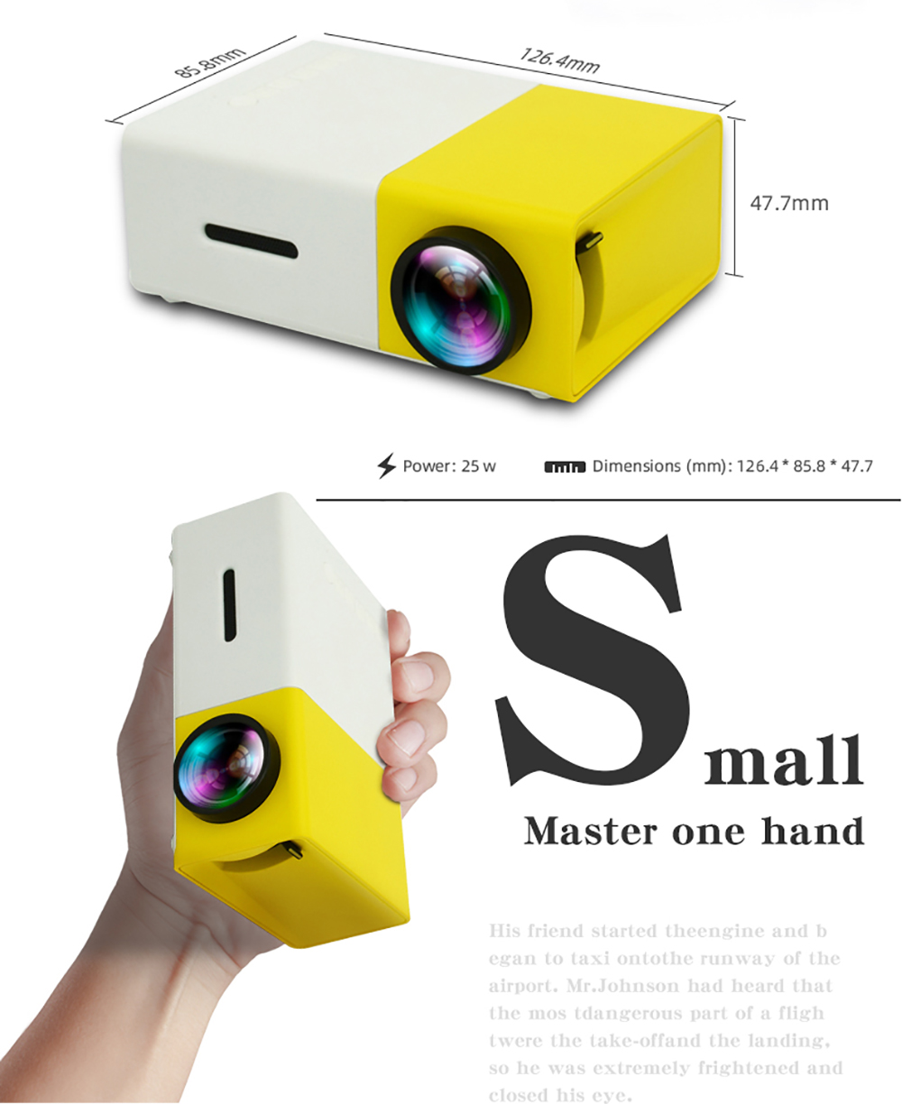 LEJIADA YG300 Pro LED Mini Projector 480x272 Pixels Supports 1080P HDMI-compatible USB Audio Portable Home Media Video Player
