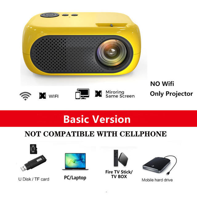 Mini Projector Support 1080P Full HD Native 480P LED Projector For Android Phone iPhone iPad Stick Roku Chromecast Beamer