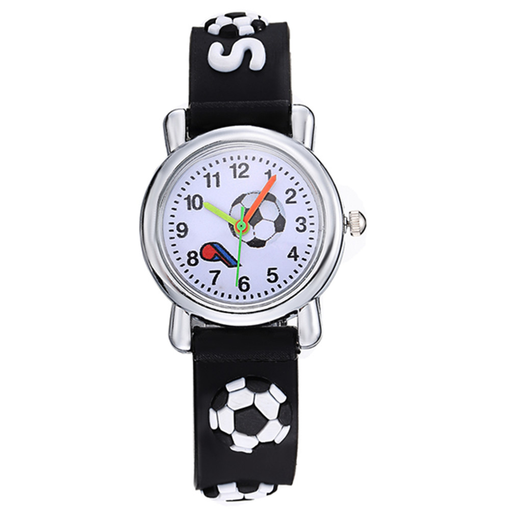 Fashion Kids Watch Cute Football Pattern Student Boys Girls Wristwatch Soft Silicone Strap