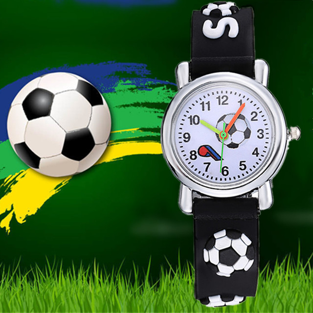 Fashion Kids Watch Cute Football Pattern Student Boys Girls Wristwatch Soft Silicone Strap