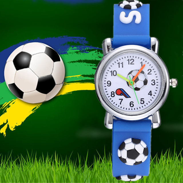Fashion Kids Watch Cute Football Pattern Student Boys Girls Wristwatch Soft Silicone Strap