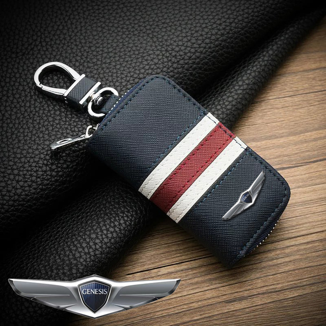 Other Men's Bags For Genesis Metal Key Chain For G80 GV80 2021 Hyundai Leather Car Key Cover With Logo Key Case Car Accessories