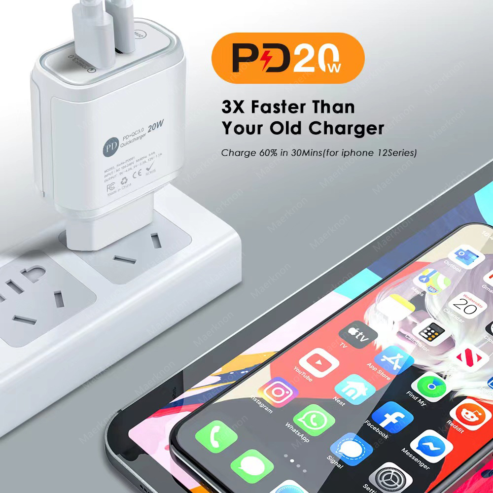 20W USB Type C Charger Fast Phone Charging Wall Adapter USB Quick Charge QC 3.0 PD For iPhone 13 12 Pro Xiaomi Samsung