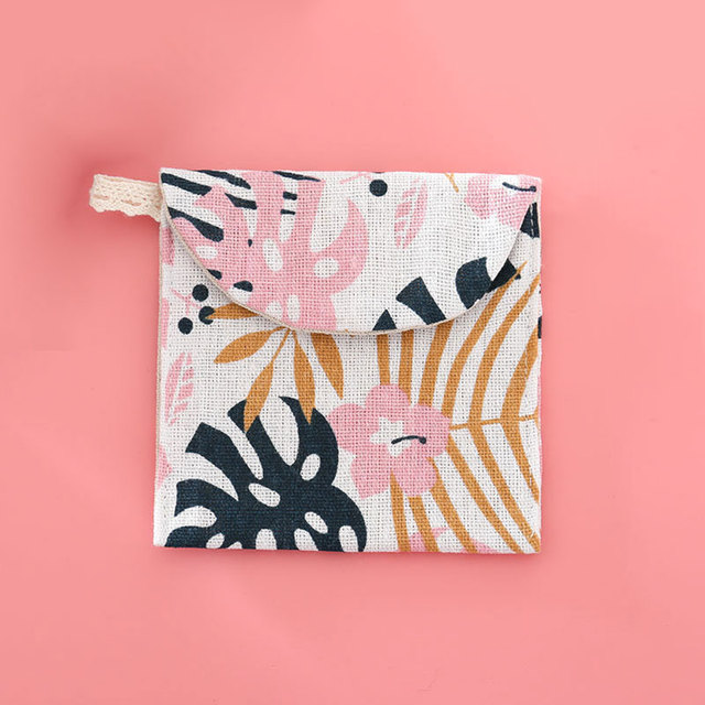 Cartoon Printed Linen Fabric Pouch Bags Coin Purse Women Card Wallet Mini Tote Bags For Travel Christmas Gifts Bag Pouch