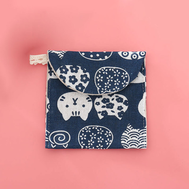 Cartoon Printed Linen Fabric Pouch Bags Coin Purse Women Card Wallet Mini Tote Bags For Travel Christmas Gifts Bag Pouch