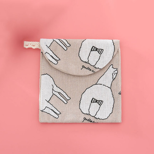 Cartoon Printed Linen Fabric Pouch Bags Coin Purse Women Card Wallet Mini Tote Bags For Travel Christmas Gifts Bag Pouch