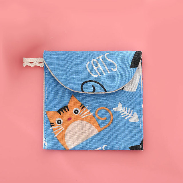 Cartoon Printed Linen Fabric Pouch Bags Coin Purse Women Card Wallet Mini Tote Bags For Travel Christmas Gifts Bag Pouch