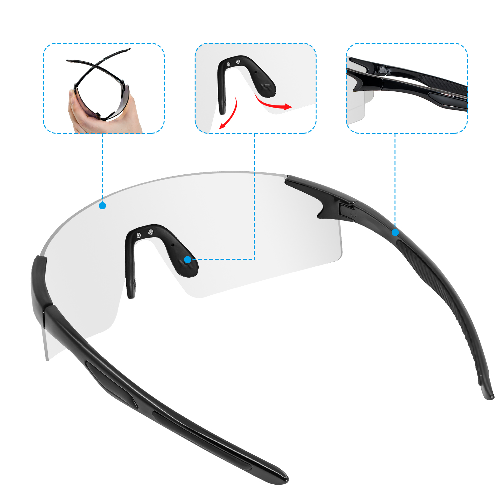 Cycling Glasses Men Women Bicycle Glasses 1 Lens Photochromic MTB Road Bike Eyewear Outdoor Sports Sunglasses
