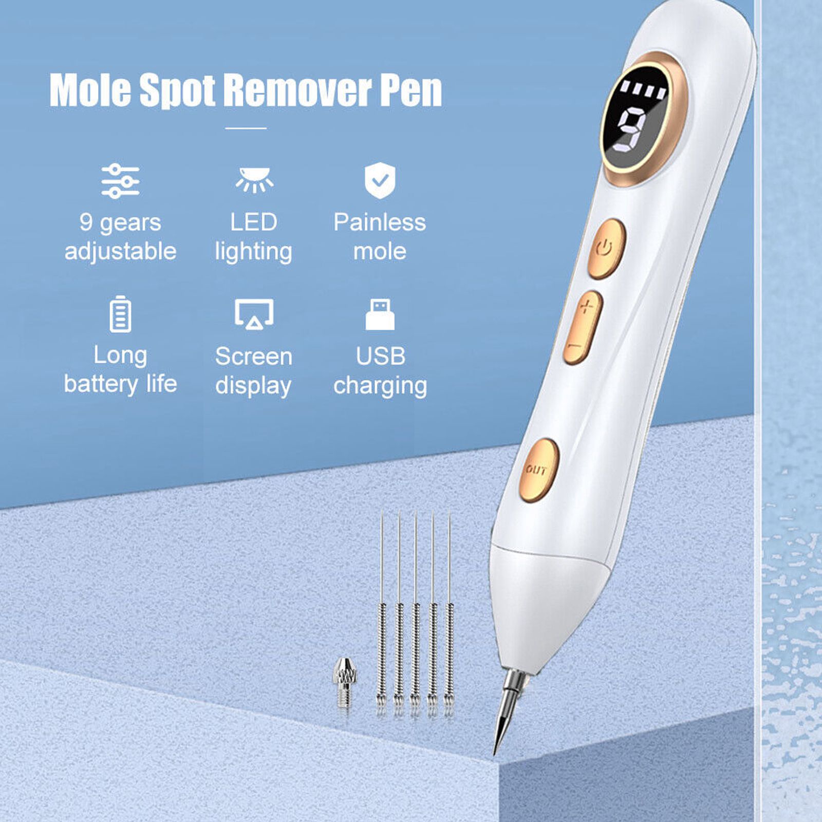 2022 New 9 Gears LCD Laser Plasma Pen Mole Removal Dark Spot Remover Skin Wart Tag Tattoo Beauty Care Tool