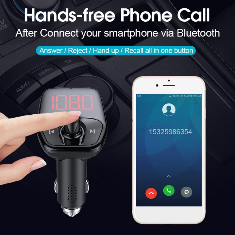 Bluetooth-compatible Player Handsfree Support U Disk TF Card Black Large Screen Display AUX MP3 Charger FM Modulator for Car