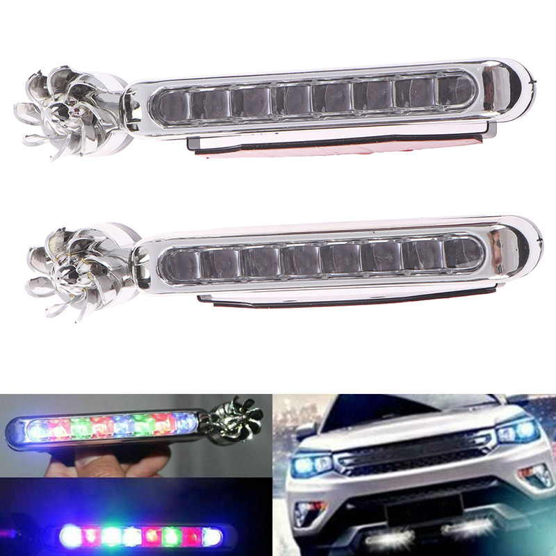 2pcs Wind Energy No Need External Power Supply Car Daytime Running Lights 8 LED DRL Daylight Headlight Lamp