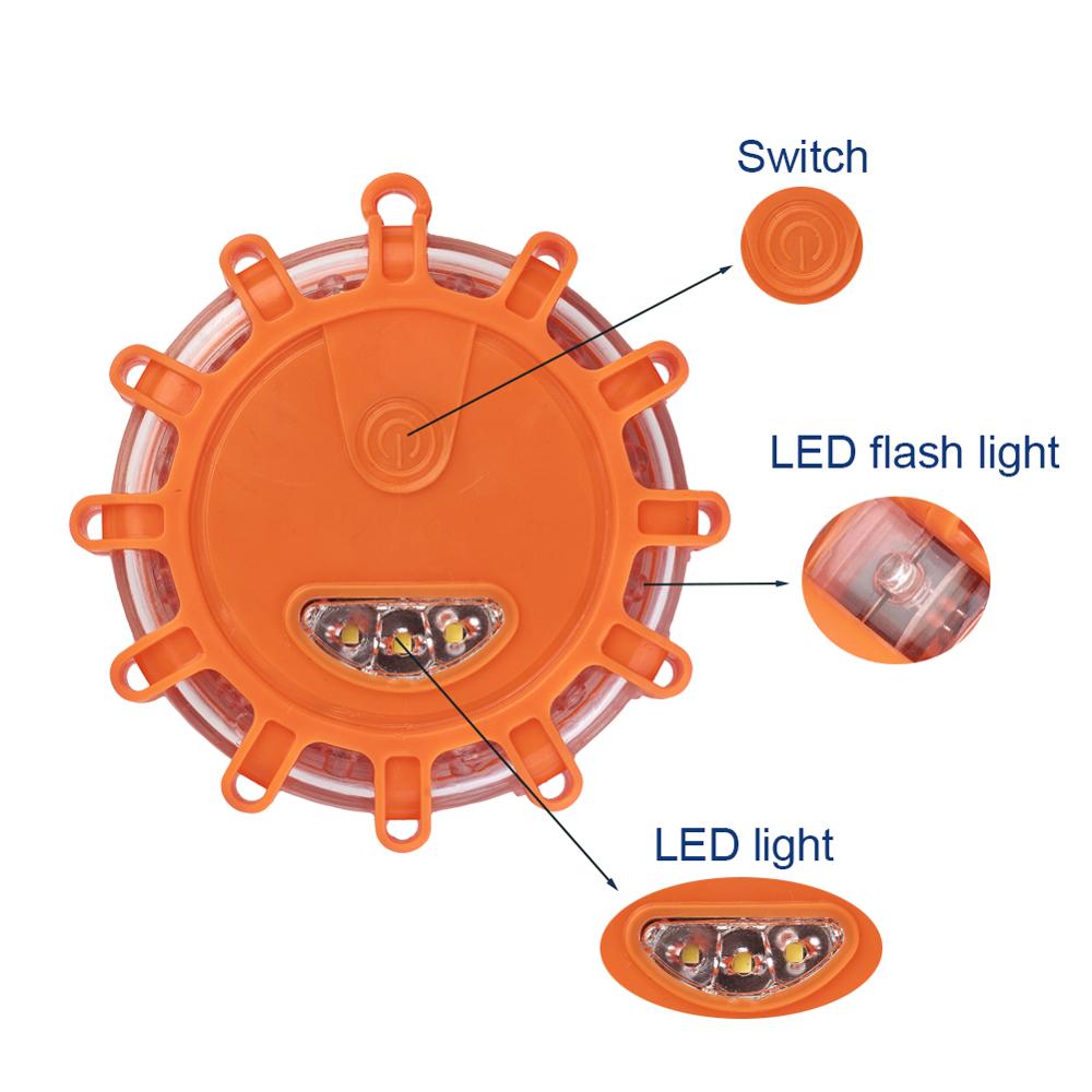 1PCS LED Road Flares Emergency Road Rescue Safety Strobe Flash Lights Car Roadside Beacon Disc Lamps Waterproof SOS Flashlight
