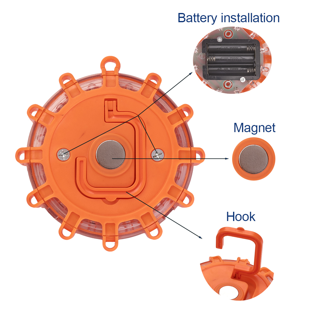 1PCS LED Road Flares Emergency Road Rescue Safety Strobe Flash Lights Car Roadside Beacon Disc Lamps Waterproof SOS Flashlight