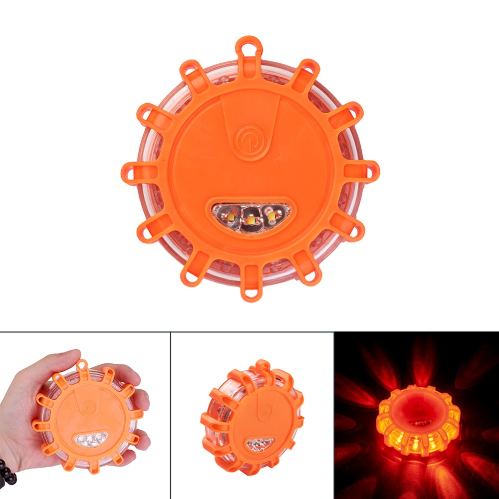 1PCS LED Road Flares Emergency Road Rescue Safety Strobe Flash Lights Car Roadside Beacon Disc Lamps Waterproof SOS Flashlight