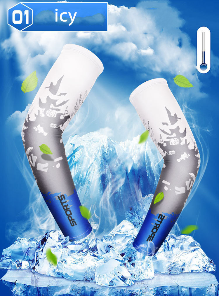 Summer Thin Printed Ice Silk Ice Sleeve Sunscreen Sleeves Outdoor Riding To Block Ultraviolet Rays for Men and Women Arm Sleeves