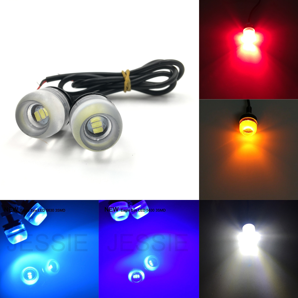 2X 3SMD 5630 LED Eagle Eye Lamp Red White Yellow Blue Car DRL Daytime Running Driving Signal Light Bulb 12V